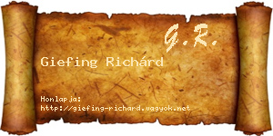 Giefing Richárd névjegykártya